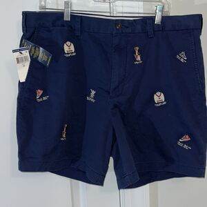 New POLO RALPH LAUREN Men’s Navy Blue Embroidered Sewn Polo Bear Shorts Pwing